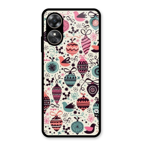 Celebration Pattern Glass Back Case for Oppo A17