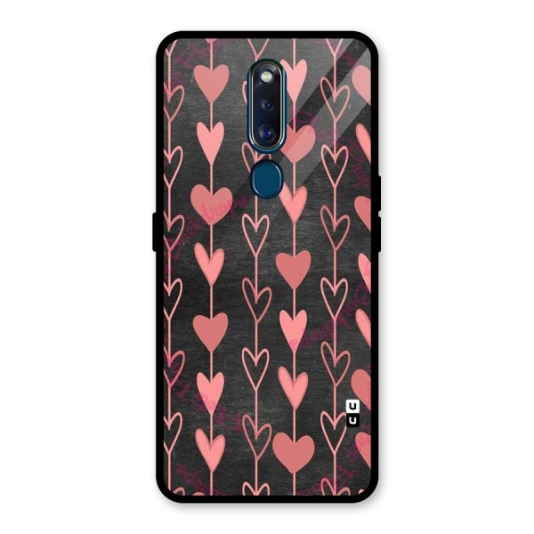 Chain Of Hearts Glass Back Case for Oppo F11 Pro