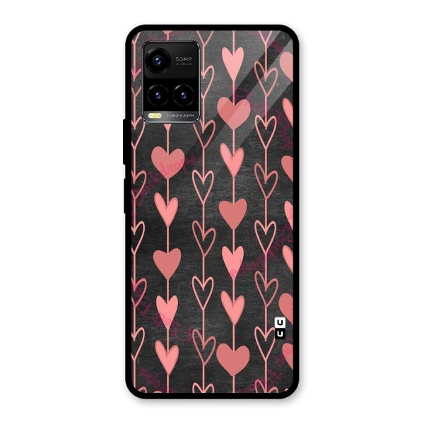 Chain Of Hearts Glass Back Case for Vivo Y21 2021