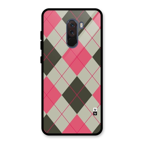 Check And Lines Glass Back Case for Poco F1