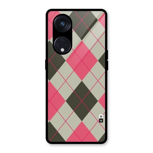 Check And Lines Glass Back Case for Reno8 T 5G