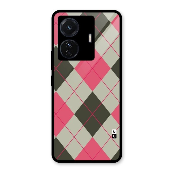 Check And Lines Glass Back Case for Vivo T1 Pro