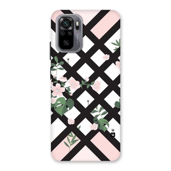 Check Floral Stripes Back Case for Redmi Note 10