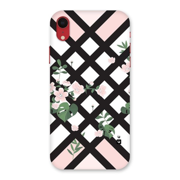 Check Floral Stripes Back Case for iPhone XR