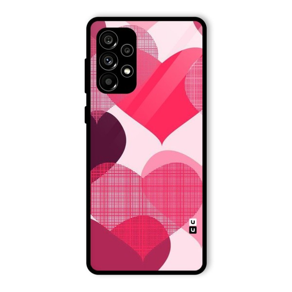 Check Pink Hearts Glass Back Case for Galaxy A73 5G