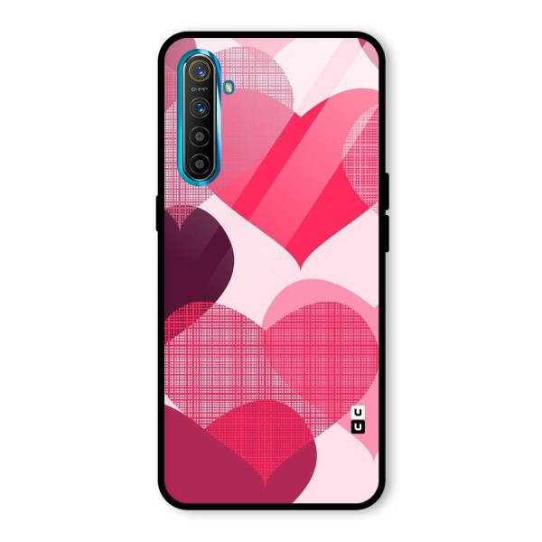 Check Pink Hearts Glass Back Case for Realme XT