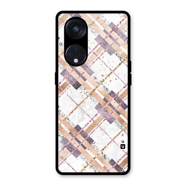 Check Trouble Glass Back Case for Reno8 T 5G