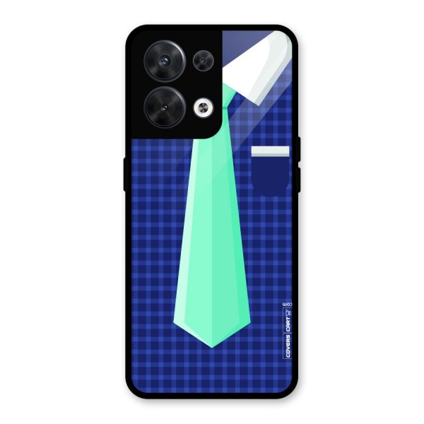 Checked Shirt Tie Glass Back Case for Oppo Reno8 5G