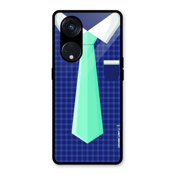 Checked Shirt Tie Glass Back Case for Reno8 T 5G