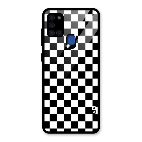 Checkerboard Glass Back Case for Galaxy A21s