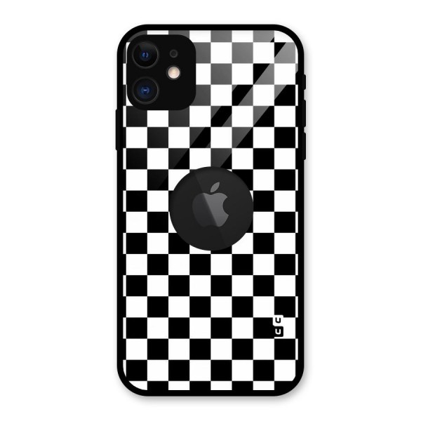 Checkerboard Glass Back Case for iPhone 11 Logo Cut