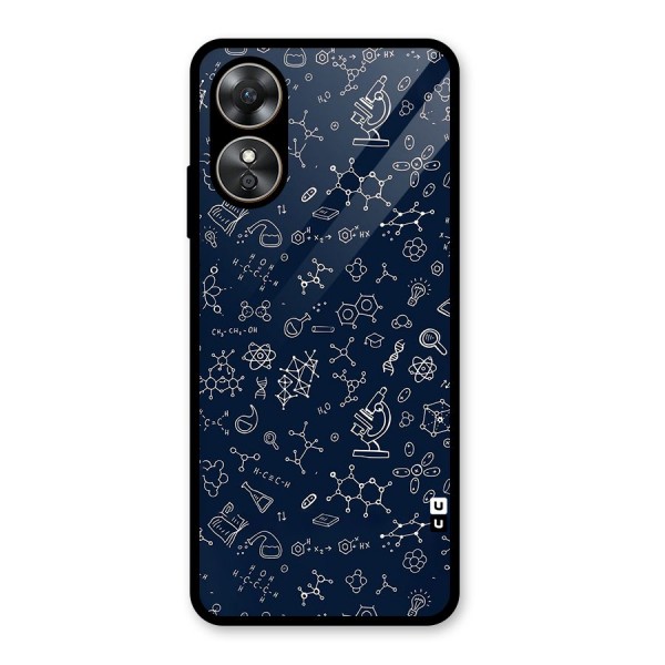 Chemistry Doodle Art Glass Back Case for Oppo A17