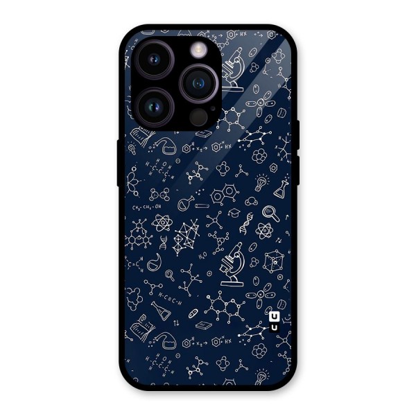Chemistry Doodle Art Glass Back Case for iPhone 14 Pro