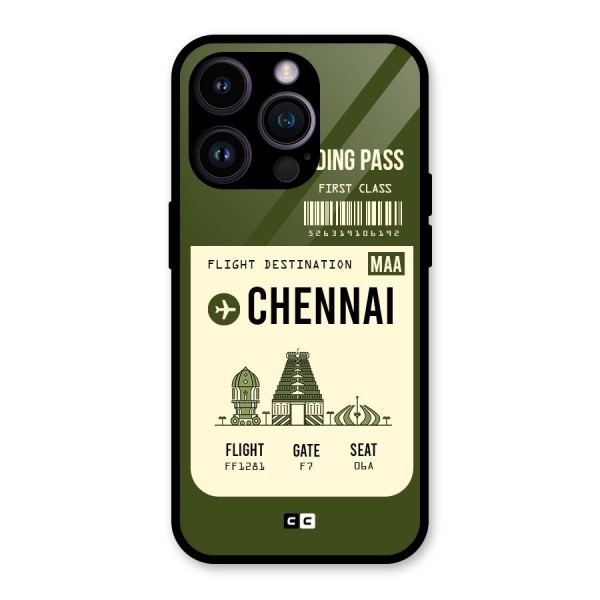 Chennai Boarding Pass Glass Back Case for iPhone 14 Pro