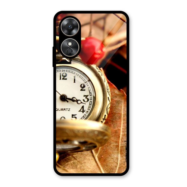 Cherry And Clock Glass Back Case for Oppo A17