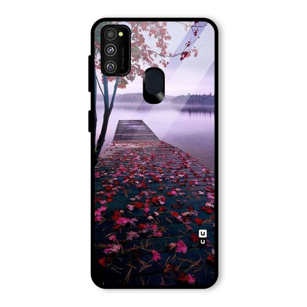 Cherry Blossom Dock Glass Back Case for Galaxy M21