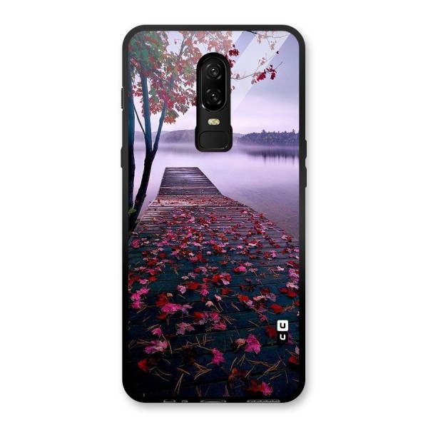 Cherry Blossom Dock Glass Back Case for OnePlus 6