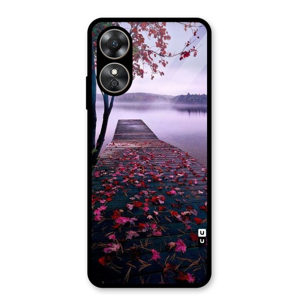 Cherry Blossom Dock Glass Back Case for Oppo A17