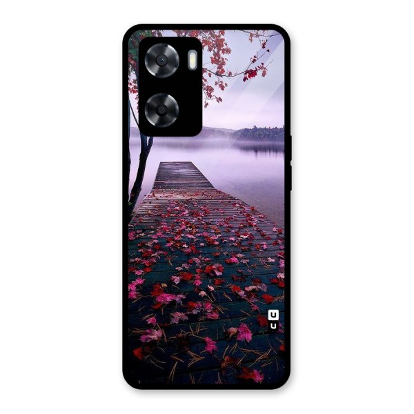 Cherry Blossom Dock Glass Back Case for Oppo A57 2022