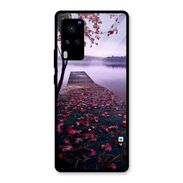 Cherry Blossom Dock Glass Back Case for Vivo X60 Pro