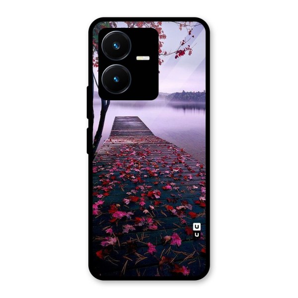 Cherry Blossom Dock Glass Back Case for Vivo Y22