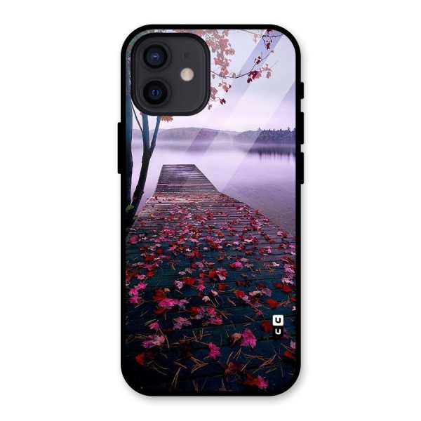 Cherry Blossom Dock Glass Back Case for iPhone 12