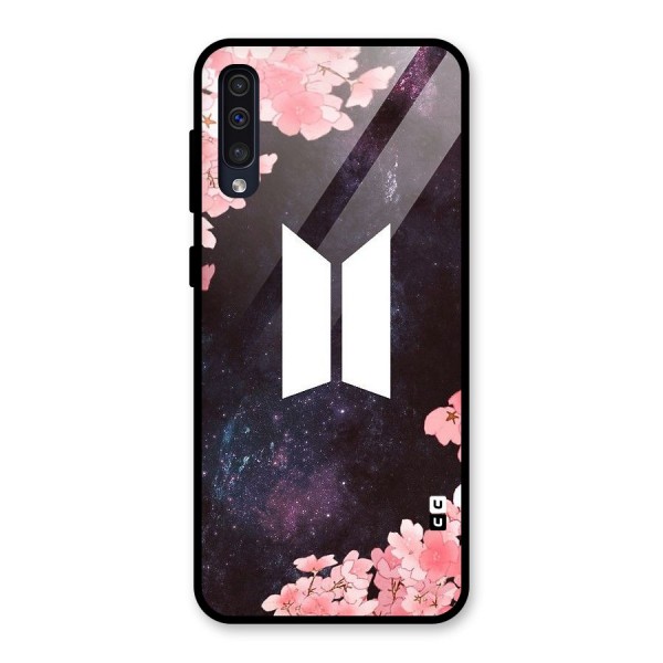 Cherry Blossom Pause Design Glass Back Case for Galaxy A50