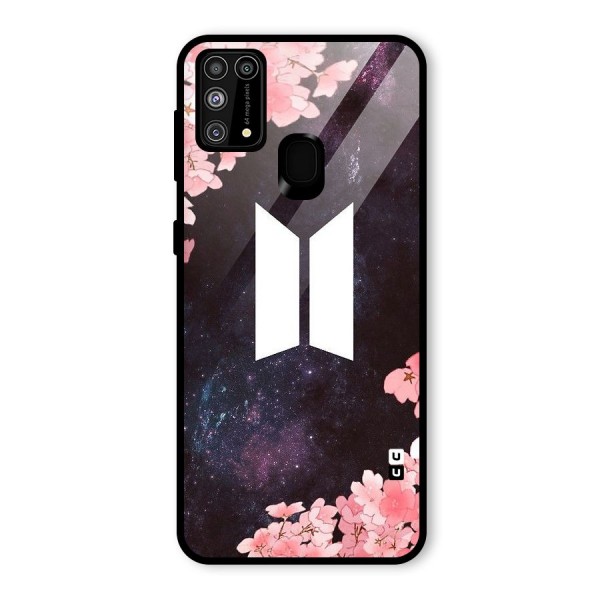 Cherry Blossom Pause Design Glass Back Case for Galaxy M31