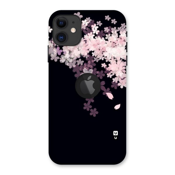 Cherry Flowers Pink Back Case for iPhone 11 Logo Cut