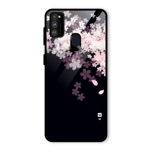 Cherry Flowers Pink Glass Back Case for Galaxy M21