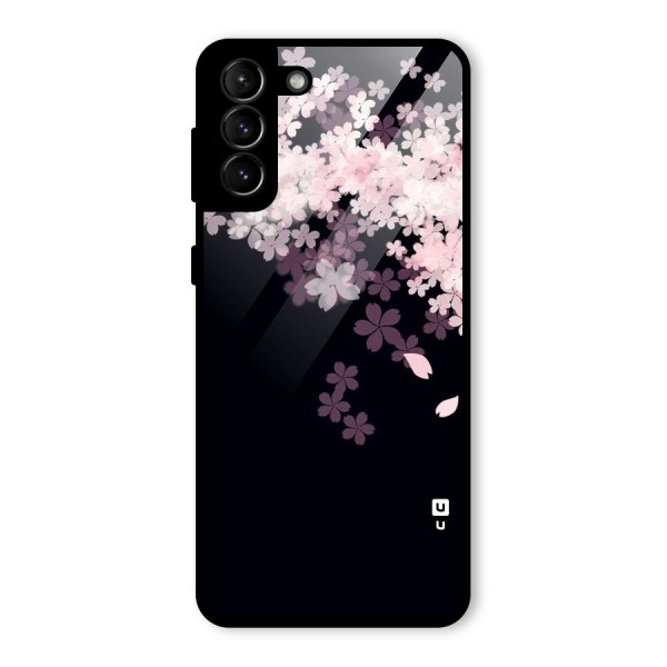 Cherry Flowers Pink Glass Back Case for Galaxy S21 Plus