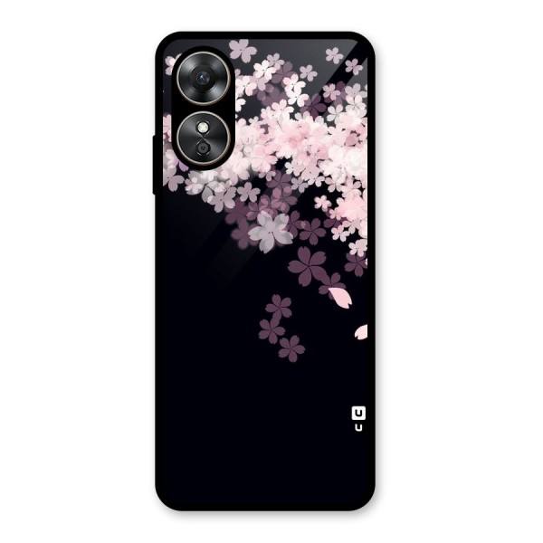 Cherry Flowers Pink Glass Back Case for Oppo A17