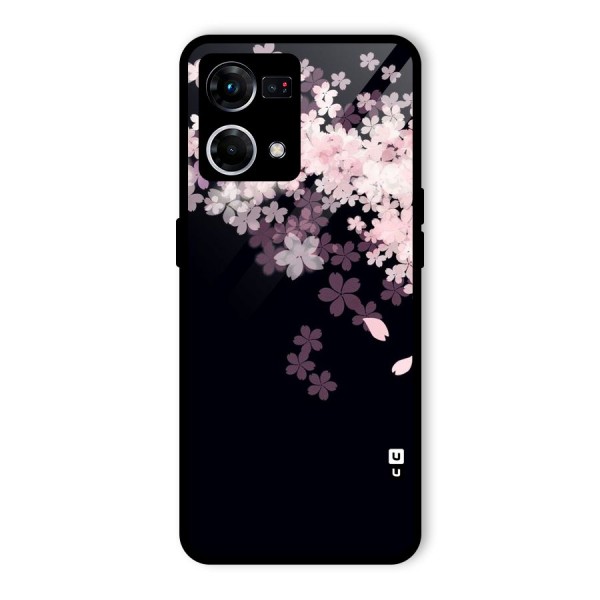 Cherry Flowers Pink Glass Back Case for Oppo F21 Pro 4G