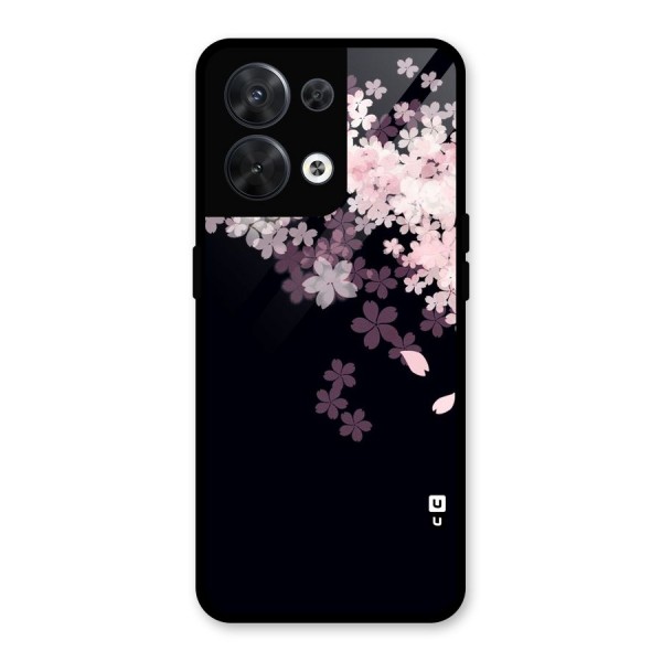 Cherry Flowers Pink Glass Back Case for Oppo Reno8 5G