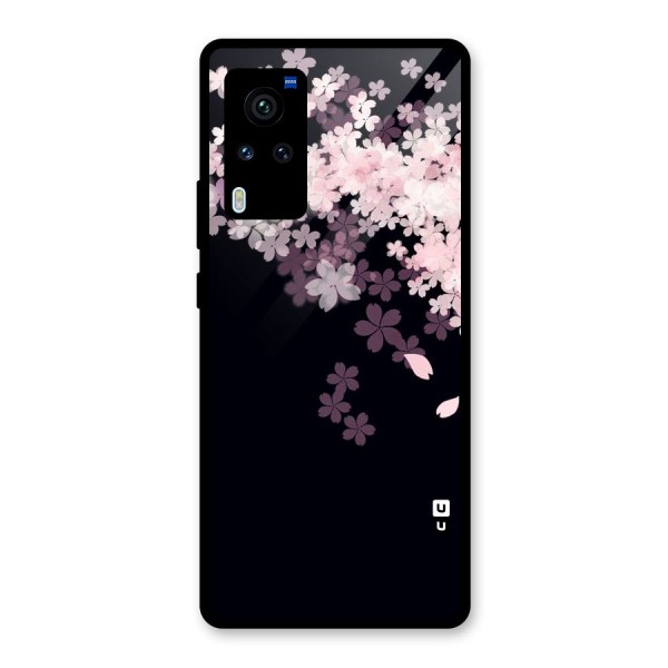 Cherry Flowers Pink Glass Back Case for Vivo X60 Pro