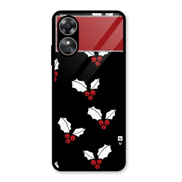 Cherry Leaf Design Glass Back Case for Oppo A17