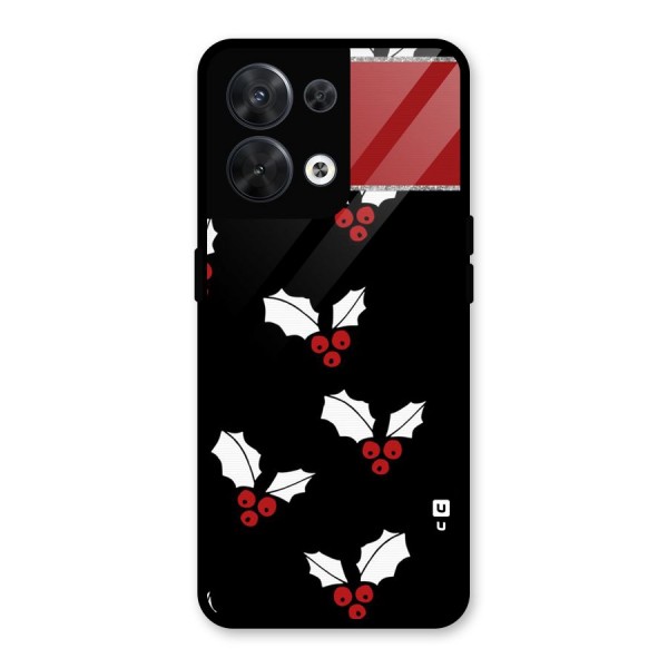 Cherry Leaf Design Glass Back Case for Oppo Reno8 5G