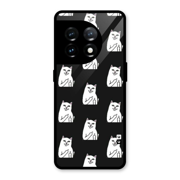 Chill Cat Pattern Glass Back Case for OnePlus 11