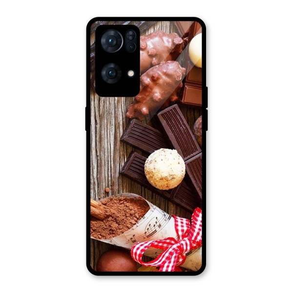 Chocolate Candies Glass Back Case for Oppo Reno7 Pro 5G