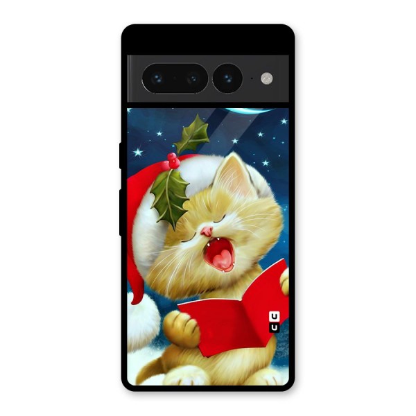 Christmas Cat Glass Back Case for Google Pixel 7 Pro