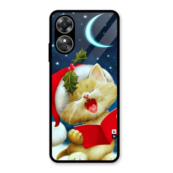 Christmas Cat Glass Back Case for Oppo A17