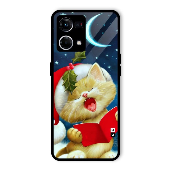 Christmas Cat Glass Back Case for Oppo F21s Pro 4G