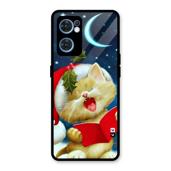 Christmas Cat Glass Back Case for Oppo Reno7 5G