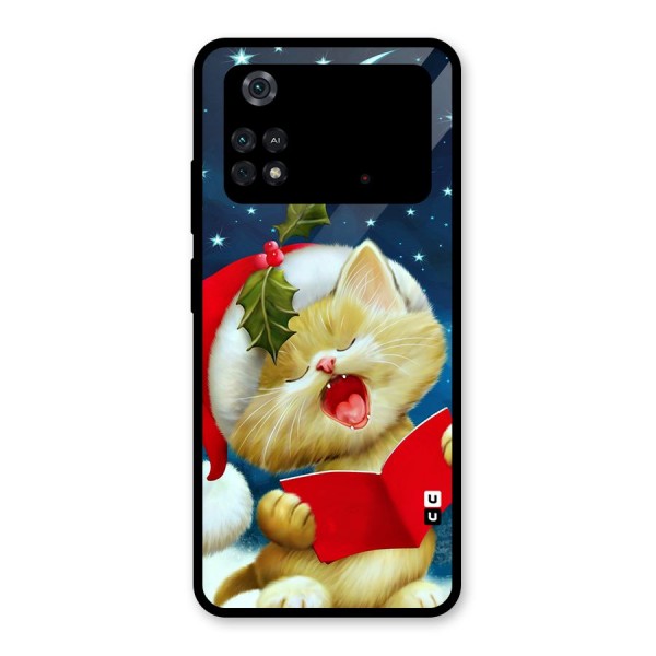 Christmas Cat Glass Back Case for Poco M4 Pro 4G