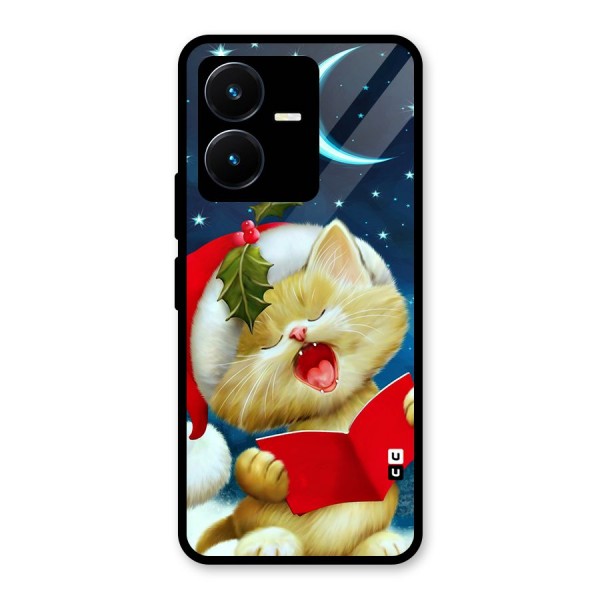 Christmas Cat Glass Back Case for Vivo Y22