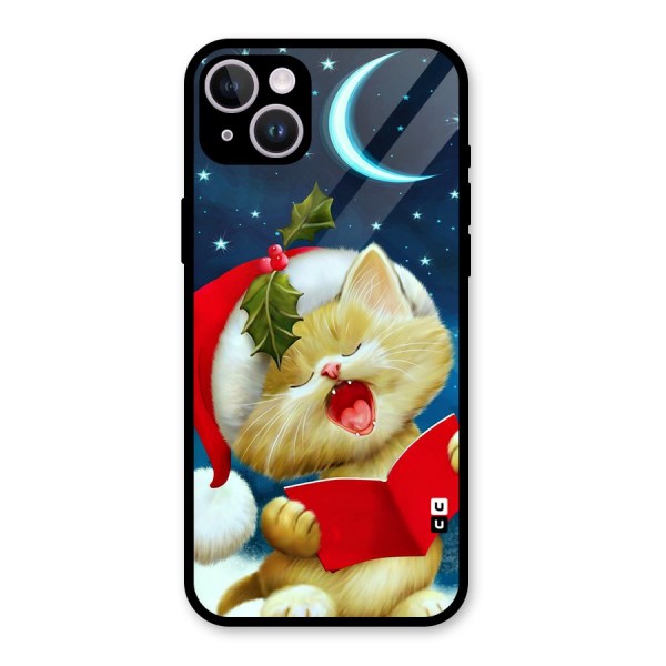 Christmas Cat Glass Back Case for iPhone 14 Plus