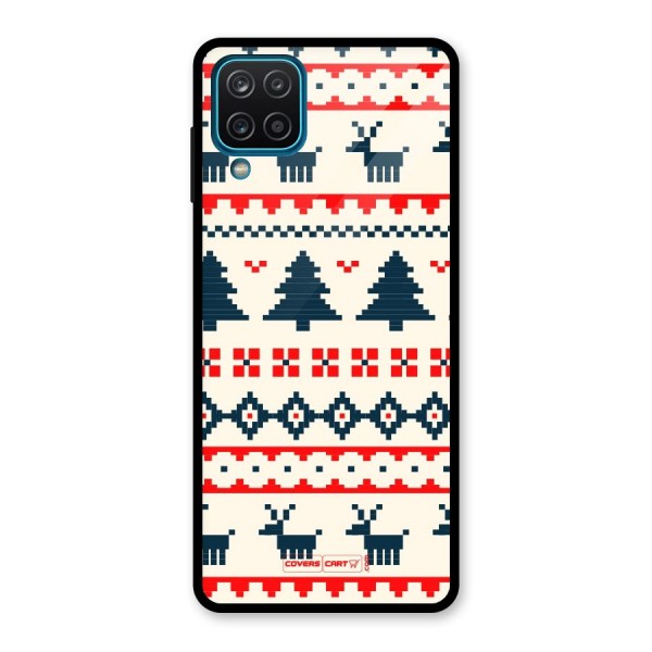 Christmas Design Pattern Glass Back Case for Galaxy A12