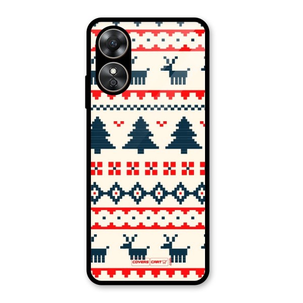 Christmas Design Pattern Glass Back Case for Oppo A17