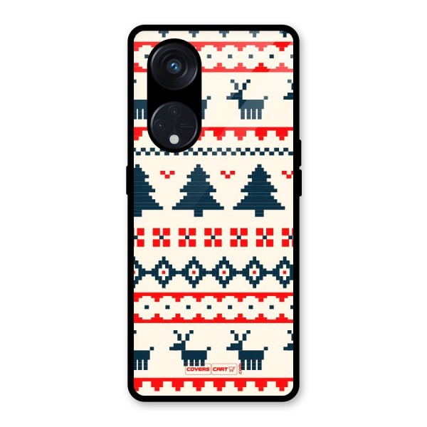 Christmas Design Pattern Glass Back Case for Reno8 T 5G