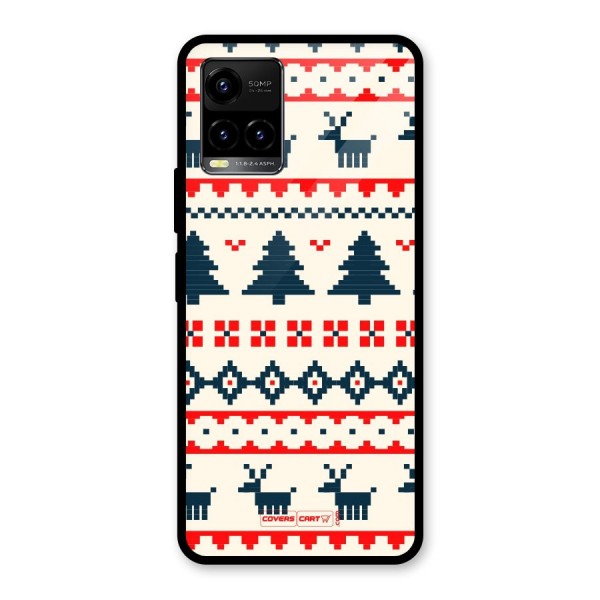 Christmas Design Pattern Glass Back Case for Vivo Y21 2021